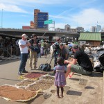 Architect Andrew Makin being interviewed at the Herb Market